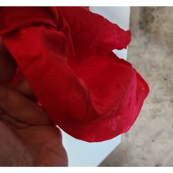 Vintage Swee Lo Red & White Sequin Pearls Embellished Red Silk sz QM - Picture 7 of 7